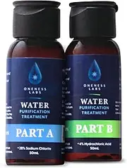 Oneness Labs Water Purification Treatment Kit, 50mL Part A and B, Chlorine Dioxide Solution (PLASTIC BOTTLES) travel kit