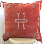 Zohi Interiors Genuine Moroccan Cactus Silk Pillow in Burnt Orange