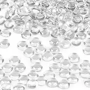 DomeStar 1.7LB Mini Flat Glass Marbles, Clear Marbles for Vases Glass Beads Fish Tank Rocks Decorative Gem Pebbles for Vase Filler Table Scatter Home Decor (330-350PCS)