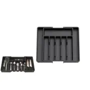 Silverware Organizer For Kitchen Drawers Expandable Utensil Tray Forks Knives Holder-Black