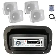Pyle Marine CD Radio, Adapter,Spa Bezel, Ant, Wire, 4x 5.25" 600W White Speaker