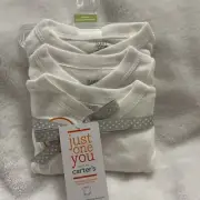 Just One You - Carter's - 3 Pack Short Sleeve Bodysuits - White - Preemie