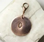 Copper Stamped Pendant 1" Alphabet Charm Letter C Alpha Charms 1 3/4" Long Metal