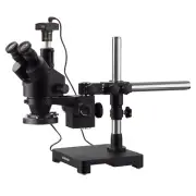 AmScope 3.5X-90X Trinocular Stereo Zoom Microscope Boom + Ring Light +5MP Camera