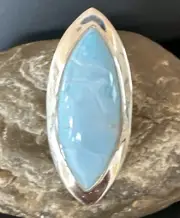 Gorgeous Blue Larimar Navajo Sterling Silver Ring Size 10 16009