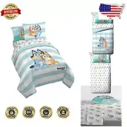 Vibrant Bluey & Bingo Twin Size Comforter Set - Includes Soft Sheets & Shams