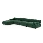 Foret 5 Seater Sofa Modular Arm Ottoman Tufted Velvet Lounge Couch Chaise Green