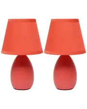 Lalia Home Nauru 9.45in Traditional Petite Ceramic Oblong Bedside Table Desk Lamp 2pk Set