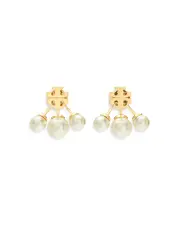 Tory Burch Kira Imitation Pearl Front To Back Earrings in Gold Tone