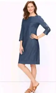 NWT Talbot's Light Denim Shift Dress Striated Size 14 $109