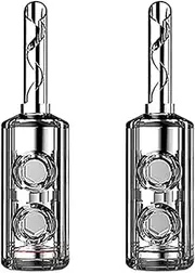 POFET 2pcs Banana Plug, Rhodium Plated Speaker Cable Banana Plug, Screw Lock Banana Plugs for Speaker Cables, Amplifiers and Sound Systems