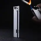 Ultra Thin Refillable Butane Lighter Small Metal Windproof Jet Torch Gas Lighter