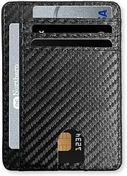 [KEYRI] Mens Wallet Slim Wallet Minimalist Credit Card Lightweight Card Wallet Holds Up to 8 Cards and Bank Notes Ideal for Travel 1 ID Window Minimalist Small Size, Black, 1.5×8.5×0.5cm, Rhombic