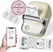 Phomemo M150 Label Maker, Upgraded Bluetooth Label Printer, Compatible with Phone, PC & Tablet, with 1 Roll Free Paper, Thermal Portable Sticker Printer Machine for Address,Bracode, Jar, Beige
