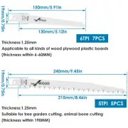 12Pcs Reciprocating Saw Blade 6/9" 6/5TPI High Carbon Steel Pruning Saw-·