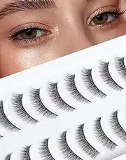 Natural Looking False Eyelashes Natural Lashes Thin Band Eyelashes Reusable Fake Lashes Wispy Eye Lashes Pack 10 Pairs D-M05