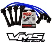 VMS RACING BLUE IGNITION WIRES MSD IRIDIUM SPARK PLUGS FOR 93-01 HONDA PRELUDE (for: Honda)