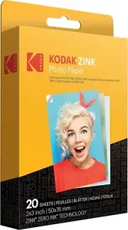 Kodak 2x3” Zink Photo Paper 20 Sheets – Sticky-Back for Smile, Step, Printomatic
