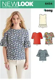 New Look 6434 Sewing Pattern Misses Set of Tops sz 10-22 Uncut