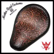 Spring Seat Chopper Bobber Harley Sportster Honda 10x13 AntBrn Oak Leaf Leather