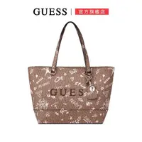 在飛比找momo購物網優惠-【GUESS】個性塗鴉LOGO大容量肩背包(咖啡)