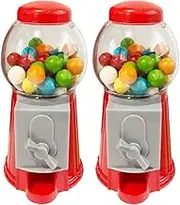 Gumball Machine Bank for Kids, Set of 2, 5.25 Inch Desktop Bubble Gum Mini Candy Dispenser, Unique Money Saving Coin Bank, Best Gift or Vintage Office Desk Decoration- Gumballs Included