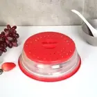 AU Collapsible Microwave Cover Silicone Vegetables Colander Strainer Lid (Red)