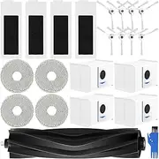Replacement Parts for Ecovacs Deebot T20 Omni / T20e Omni Robot Vacuum Cleaners, 1 Main Brush 8 Side Brushes 4 Filters 4 Dust Bags 4 Mop Pads 1 Cleaning Brush