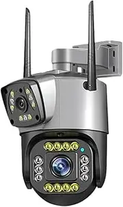 Dual Lens 4G Camera 8MP 4K Outdoor Color Night Vision PTZ CCTV Smart Security Home Surveillance WiFi IP Cameras(A/U,WiFi Cam 64G Card)