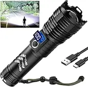 Flashlights High Lumens LED Rechargeable, 990,000 Lumen Super Bright Flashlight High Power USB Flash Light,Waterproof Handheld LED Flashlight for Camping Hiking