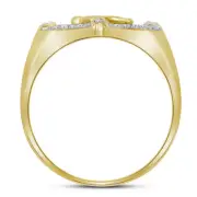 10kt Yellow Gold Mens Round Diamond Eagle Cluster Ring 1/4 Cttw