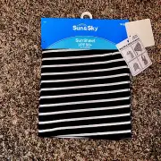 Sun & Sky Adult Sun Protection Wrap UPF 50+ One Size Stripe Black White Shawl