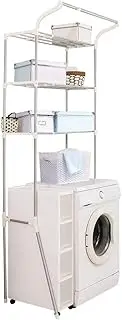 [BAOYOUNI] 3-Tier Adjustable Washing Machine Rack Over Toilet Bathroom Organizer Above Washer Dryer Storage Shelf Space Saving Rack, White