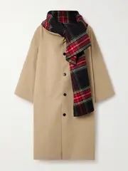 [Marie Adam-Leenaerdt] Marie Adam-Leenaerdt - Oversized Checked Scarf-detailed Cotton-gabardine Coat - Beige - FR 40 FR 40 Neutrals