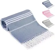 BonGu Turkish Beach Towel,180x90cm Oversized Turkish Cotton with Travel Bag Large Quick Dry Lightweight Turkish Beach Towels for Beach, Bath, Pool Travel Towels (Navy Blue)