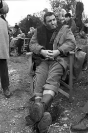 Lino Ventura smoking during a break on the film The King of Poggio- Old Photo