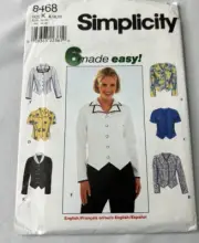 SIMPLICITY EASY BLOUSE Pattern #8468 Size K (8-10-12) UNCUT