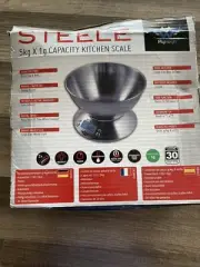 Steele Capacity Kitchen Scale Stainless Steel, Thermometer, Timer, Large Bowl/ac