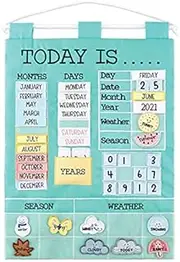 The Peanutshell Preschool Educational Wall Calendar - 53 Fabric Pieces for Months, Days, Years, Weather, & Seasons