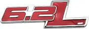 KBTBSCCPLG Car Styling Metal 6.2L Logo Emblem Car Displacement Trunk Badge Sticker Decal Accessories Car Logo(Silver with R)