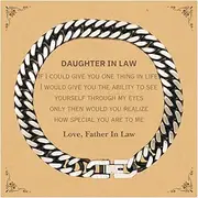[Generic] Daughter In Law Engraved Cuban Link Chain Bracelet - Special Gifts from Father In Law for Christmas, Birthday, and Graduation - Unique Jewelry to Inspire Confidence and Love, Perfect for Any Occas,