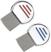 2 Pack Lice Combs, Flea Lice Removal Combs Head Nit Treatment, Stainless Steel Nitty Gritty Hair Combs Removes Headlice Dandruff Nits Ticks Eggs-Lice with Double Sided Teeth for Adults Kids Pets