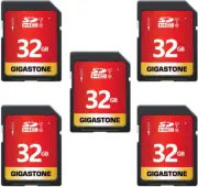 32GB 5-Pack SD Card UHS-I U1 Class 10 SDHC Memory Card with 5 Mini Cases