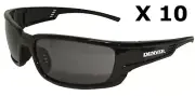 10 x Maxisafe Denver Smoke Safety Glasses Black Frame Eye Protection