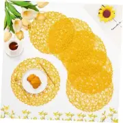 Round Placemats Set of 6 for Dining Table, 15 Inch Paper Woven Boho Yellow