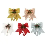 Christmas Bows with Pine Cones for Wreath Decoration Xmas Tree Topper