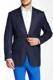 Robert Graham Men's Navy Campbell Classic Fit Linen Blend Blazer $598