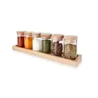 Set of 6 Glass Storage Jar with Tray Kitchen Seasoning Spice Herb Salt Pepper