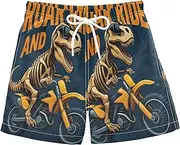 [RPLIFE] Swimming Shorts for Boys, Anti Chafe Swim Trunks for Boys 2 T, Rex Dinosaur Skeleton