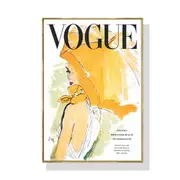 Wall Art Vogue Girl Gold Frame Canvas